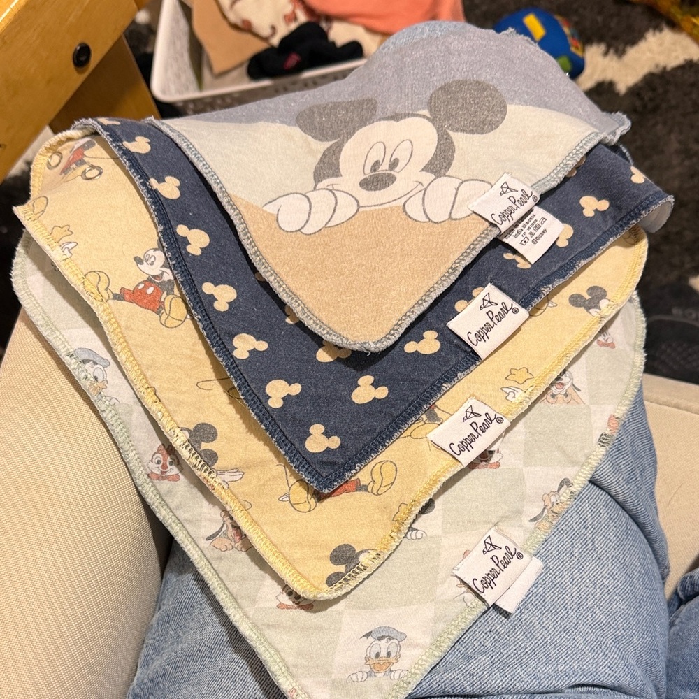 Copper Pearl Disney Baby Bandana Bibs - Blue, Yellow, Cream
